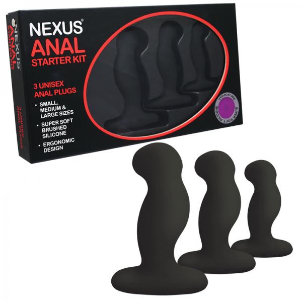 Nexus Anal Starter Kit 3 Plugs Black - OmniPleasures