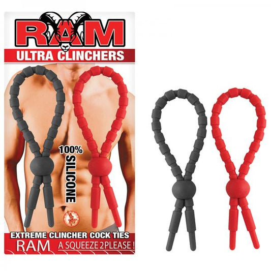 Ram Ultra Clinchers Cock Ties 2 Pack Red, Black - OmniPleasures