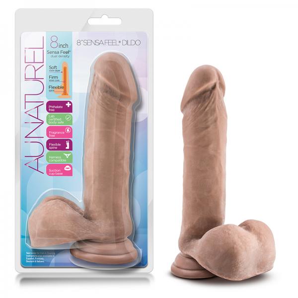 Au Naturel 8 inches Sensa Feel Dildo Latin Tan - OmniPleasures