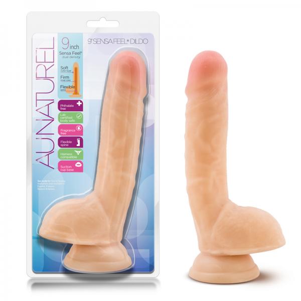 Au Naturel 9 inches Sensa Feel Dildo Beige - OmniPleasures