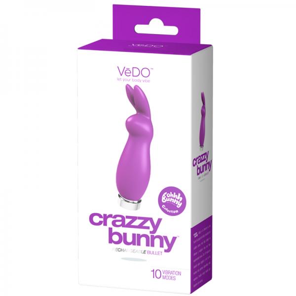 Vedo Crazzy Bunny Rechargeable Mini Vibe - Perfectly Purple - OmniPleasures