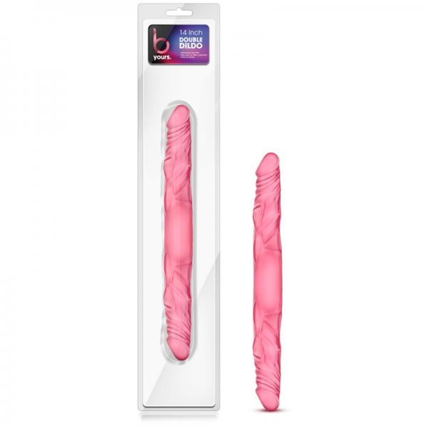 B Yours - 14in Double Dildo - Pink - OmniPleasures