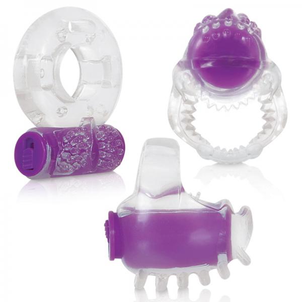 Ring True Unique Pleasure Rings Kit Clear Purple 3 Pack - OmniPleasures