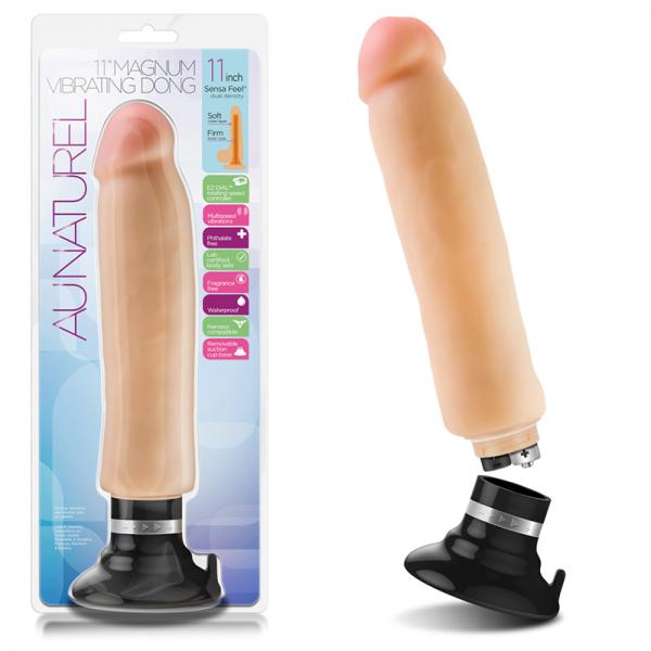 Au Naturel 11 inches Magnum Vibrating Dong Beige - OmniPleasures