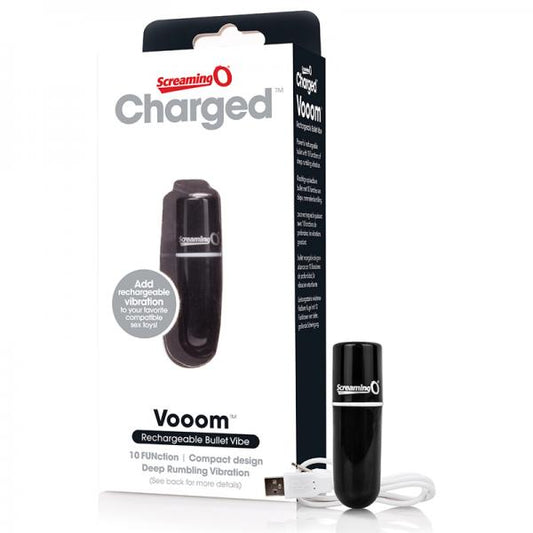 Screaming O Charged Vooom Rechargeable Bullet Vibe - Black - OmniPleasures