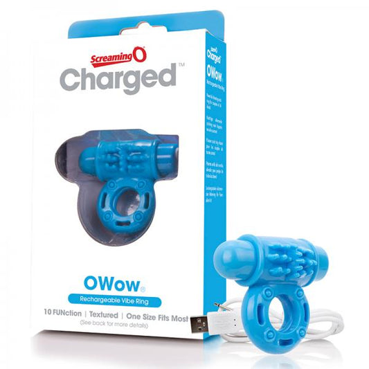 Screaming O Charged Owow Vooom Vibrating Cock Ring - Blue - OmniPleasures