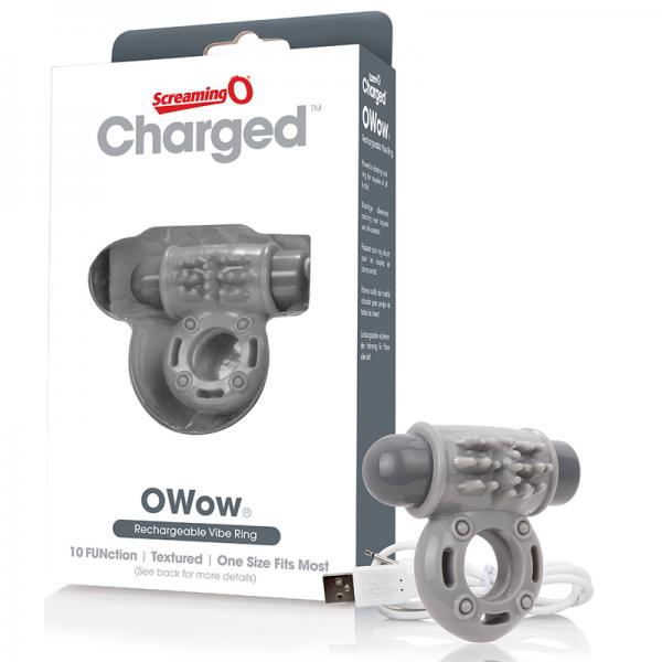 Screaming O Charged Owow Vooom Vibrating Cock Ring - Grey - OmniPleasures