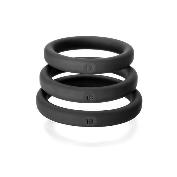 Xact-Fit Cockring Kit 3 Medium to Large Black - OmniPleasures