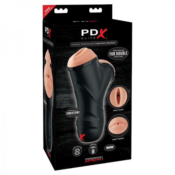 Pdx Elite Double Penetration Vibrating Stroker - OmniPleasures