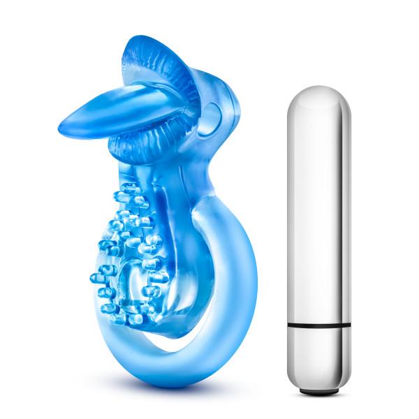 Stay Hard 10 Function Vibrating Tongue Ring Blue - OmniPleasures