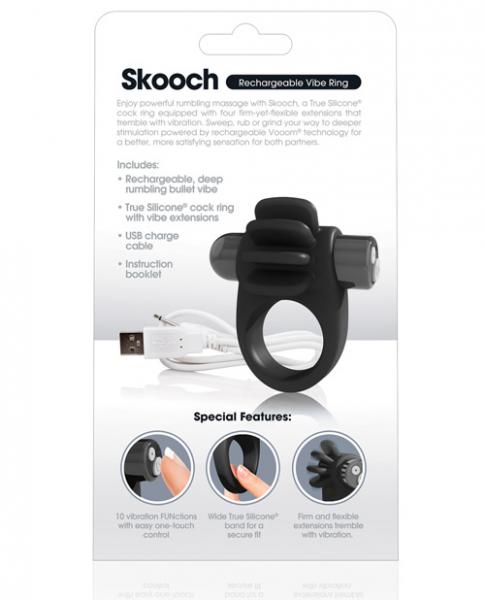 Charged Skooch Vibrating Ring Black - OmniPleasures