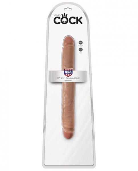 King Cock 12 inches Slim Double Dildo Tan - OmniPleasures