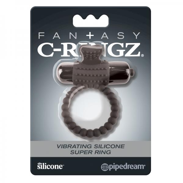 Fantasy C Ringz Vibrating Silicone Super Ring Black - OmniPleasures