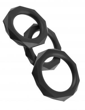 Fantasy C-ringz Silicone Designer Stamina Set Black - OmniPleasures