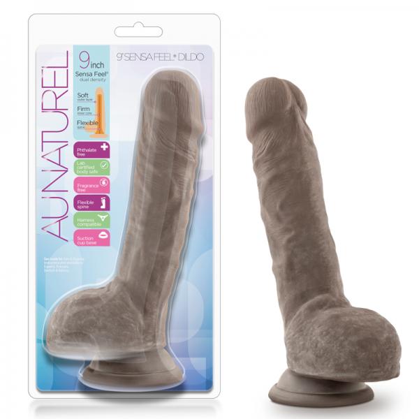 Au Naturel - 9in Sensa Feel Dildo - Chocolate - OmniPleasures