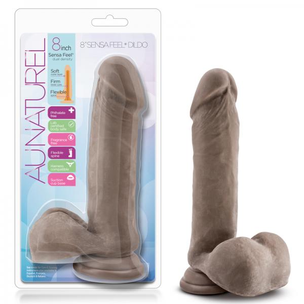 Au Naturel 8 inches Sensa Feel Dildo Brown - OmniPleasures