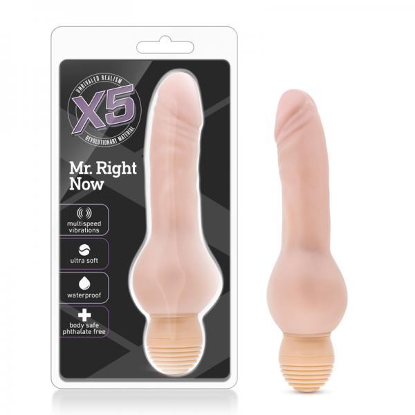 X5 Plus Mr Right Now Vibrating Dildo Beige - OmniPleasures