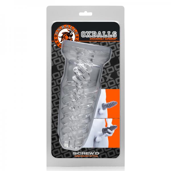 Oxballs Screw'd, Super Squish Corkscrew Jackoff Toy, Clear - OmniPleasures