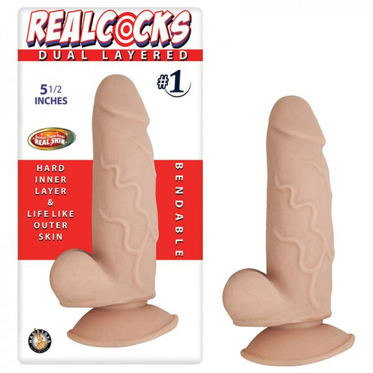 Real Cocks Dual Layered #1 Beige 5.5 inches Dildo - OmniPleasures