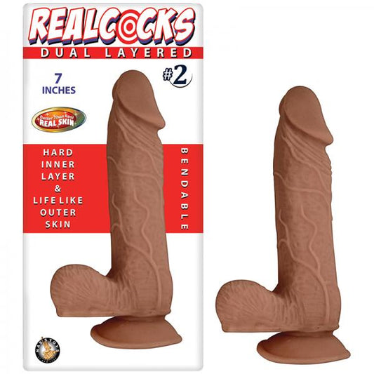 Real Cocks Dual Layered #2 Brown 7 inches Dildo - OmniPleasures