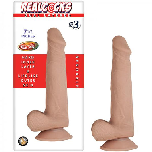 Real Cocks Dual Layered #3 Beige 7.5 inches Dildo - OmniPleasures