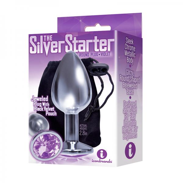 The 9's, The Silver Starter, Bejeweled Stainless Steel Plug, Violet - OmniPleasures