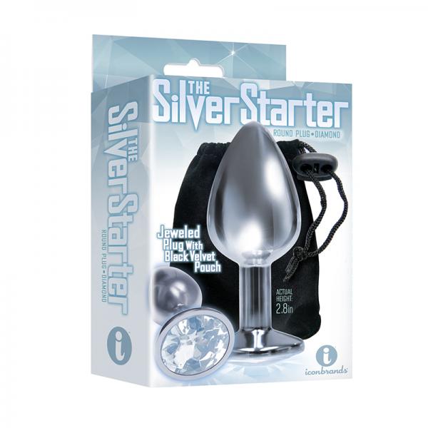 The 9's, The Silver Starter, Bejeweled Stainless Steel Plug, Diamond - OmniPleasures