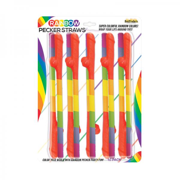 Rainbow Pecker Straws 10pk - OmniPleasures