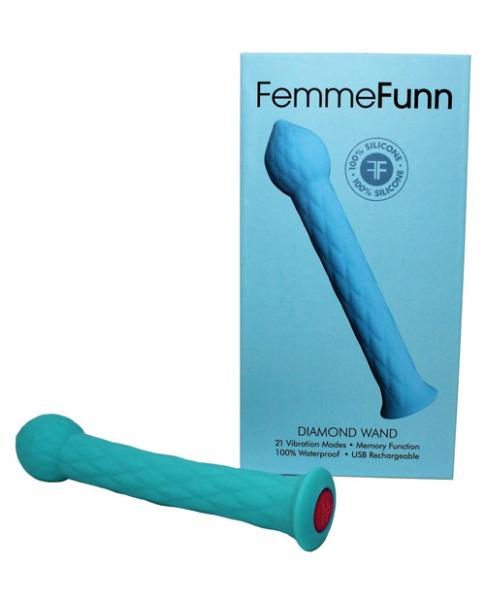 Femmefunn Diamond Wand Vibrator Turquoise Blue - OmniPleasures