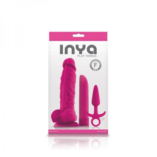 Inya Play Things Pink Set Plug, Dildo & Virbartor - OmniPleasures