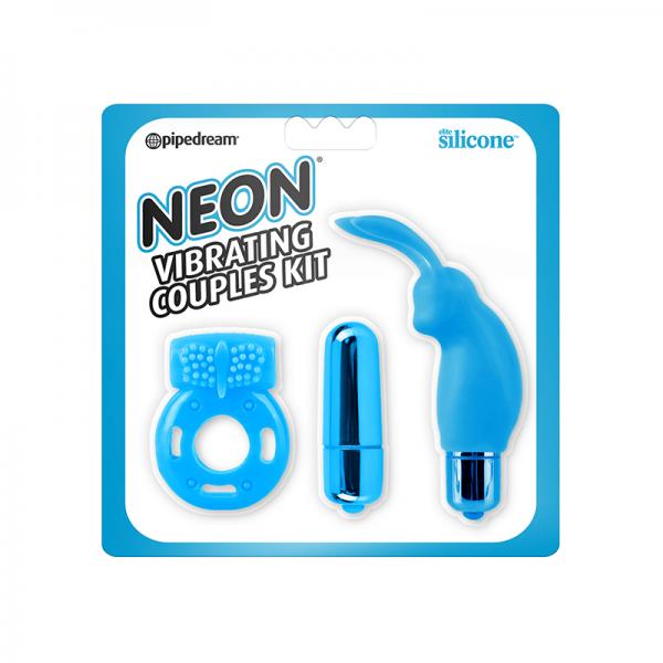 Neon Vibrating Couples Kit Blue - OmniPleasures