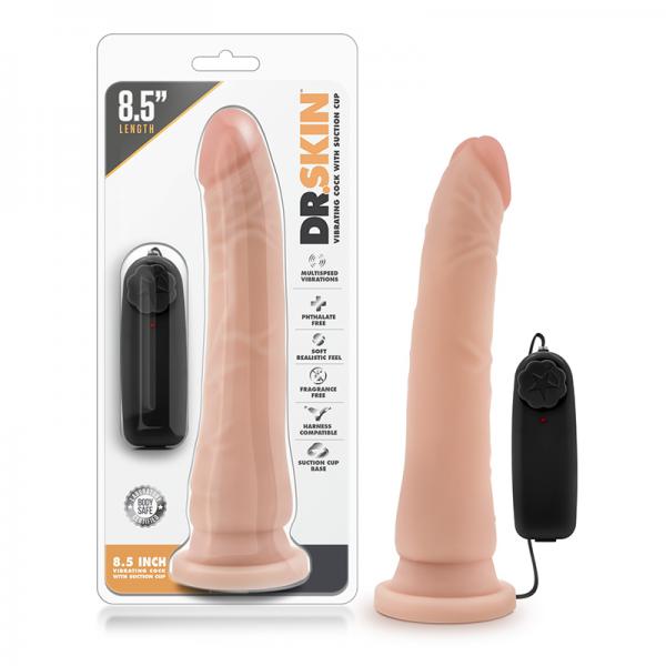 Dr. Skin - 8.5 Inch Vibrating Realistic Cock With Suction Cup - Vanilla - OmniPleasures