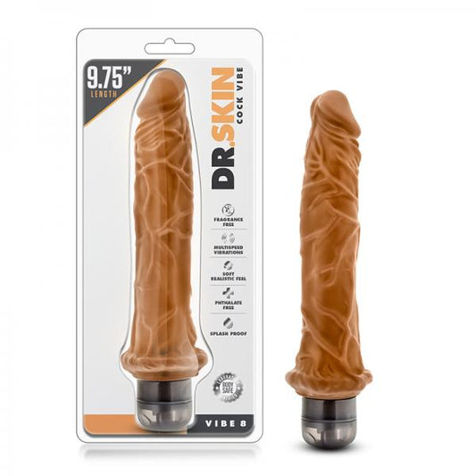 Dr. Skin - Cock Vibe - 9.75 Inch Vibrating Cock - Mocha - OmniPleasures