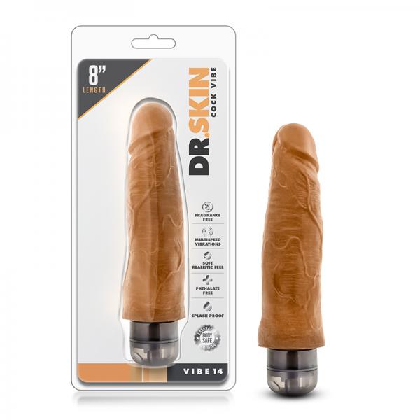 Dr. Skin - Cock Vibe - 8 Inch Vibrating Cock - Mocha - OmniPleasures