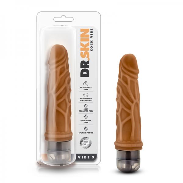 Dr. Skin - Cock Vibe - 7.25 Inch Vibrating Cock - Mocha - OmniPleasures