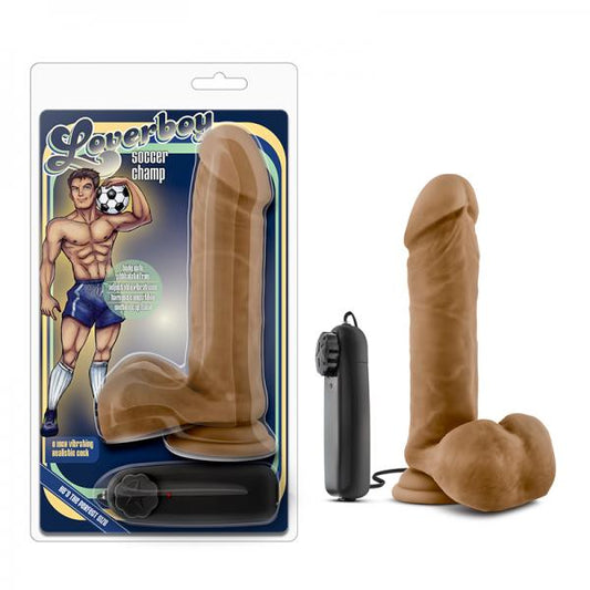 Loverboy - Soccer Champ - Vibrating 8 Inch Realistic Dildo - Mocha - OmniPleasures