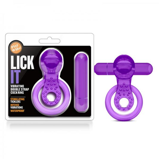 Play With Me - Lick It - Vibrating Double Strap Cockring - Purple - OmniPleasures