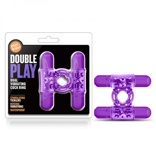 Play With Me - Double Play - Dual Vibrating Cockring - Purple - OmniPleasures