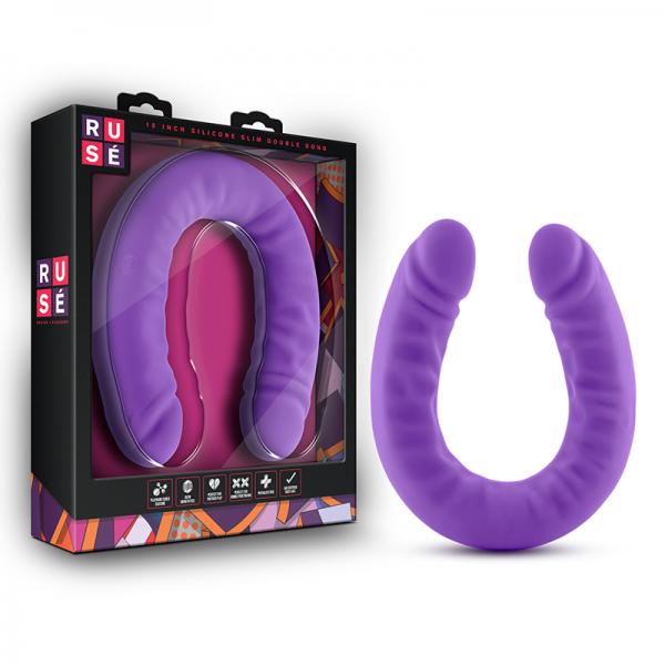 Ruse - 18 Inch Silicone Slim Double Dong - Purple - OmniPleasures