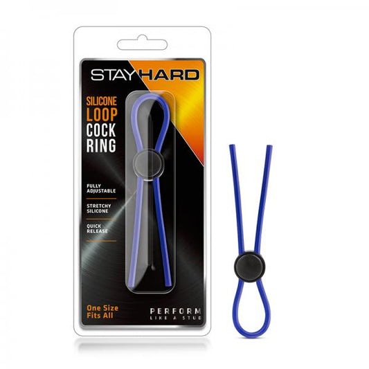 Stay Hard - Silicone Loop Cock Ring - Blue - OmniPleasures