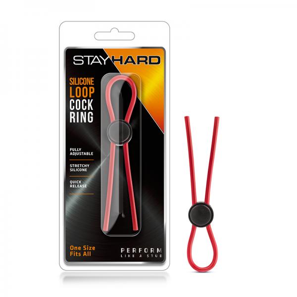 Stay Hard - Silicone Loop Cock Ring - Red - OmniPleasures