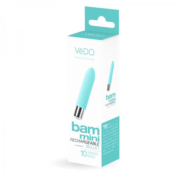 Vedo Bam Mini Rechargeable Bullet Vibe - Tease Me Turquoise - OmniPleasures