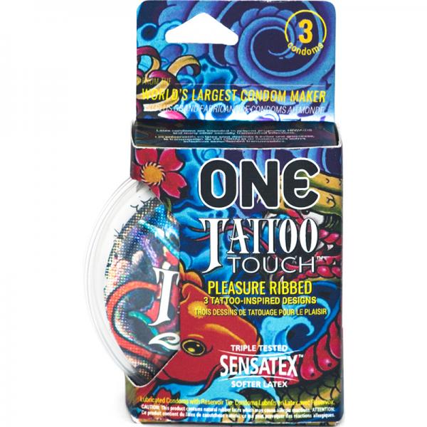 One Tattoo Touch Condom 3pk - OmniPleasures