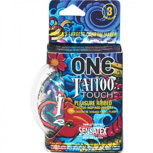 One Tattoo Touch Condom 3pk - OmniPleasures