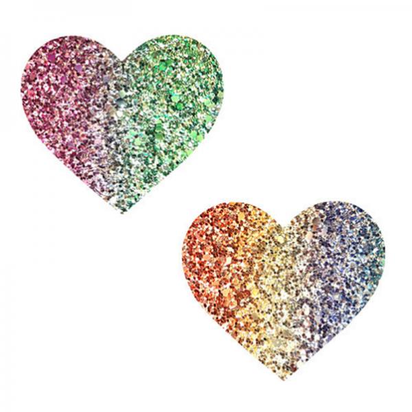 Neva Nude Pasty Heart Glitter Multicolor - OmniPleasures