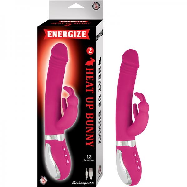 Energize Heat Up Bunny 2 Heating Up To 107 Degrees 12 Function Dual Motor Rechargable Waterproof Pin - OmniPleasures