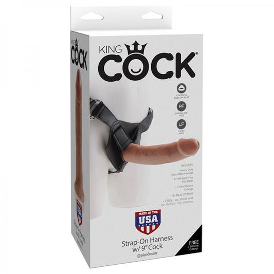 King Cock Strap-on Harness W/ 9in Cock Tan - OmniPleasures