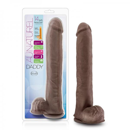 Au Naturel - Daddy - 14in Sensa Feel Dual Density Dildo - Chocolate - OmniPleasures