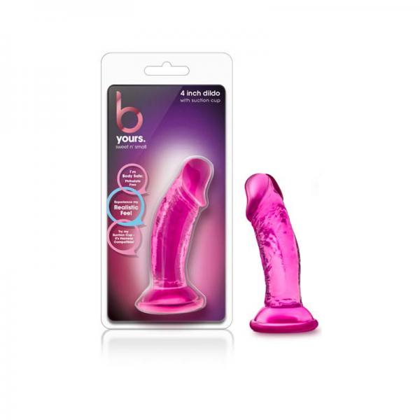 B Yours - Sweet N' Small 4in Dildo w/ Suction Cup - Pink - OmniPleasures