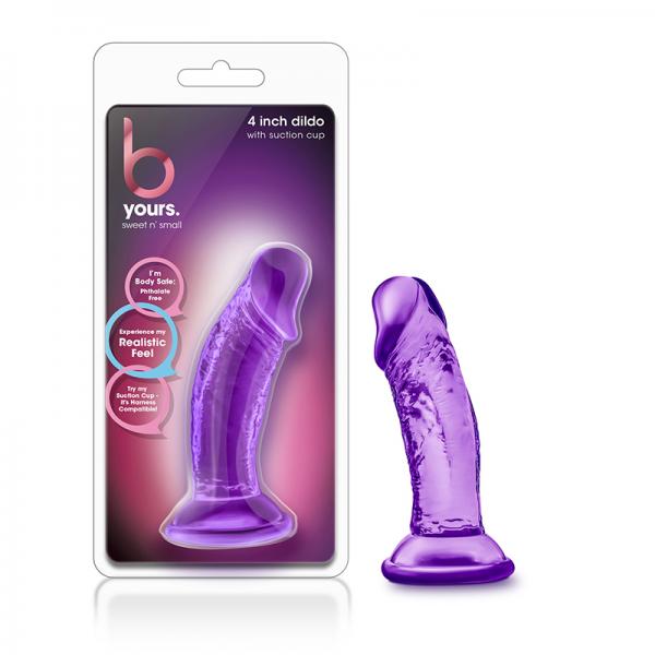 B Yours - Sweet N' Small 4in Dildo With Suction Cup - Purple - OmniPleasures